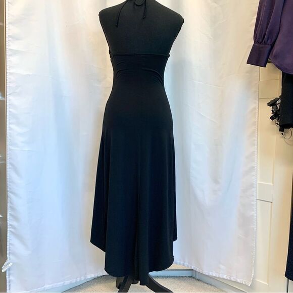 Black sequin halter top stretchy flowy evening cocktail dress Sz XS - Picture 6 of 14
